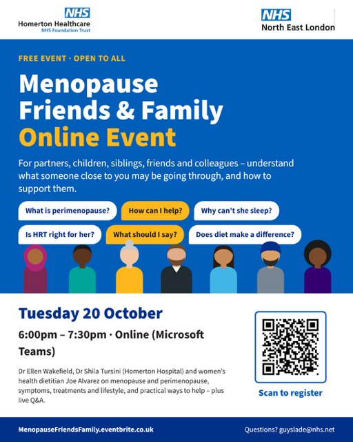 Menopause Friends & Family online event – Tuesday 20th October Menopause Friends & Family online event – Tuesday 20th October